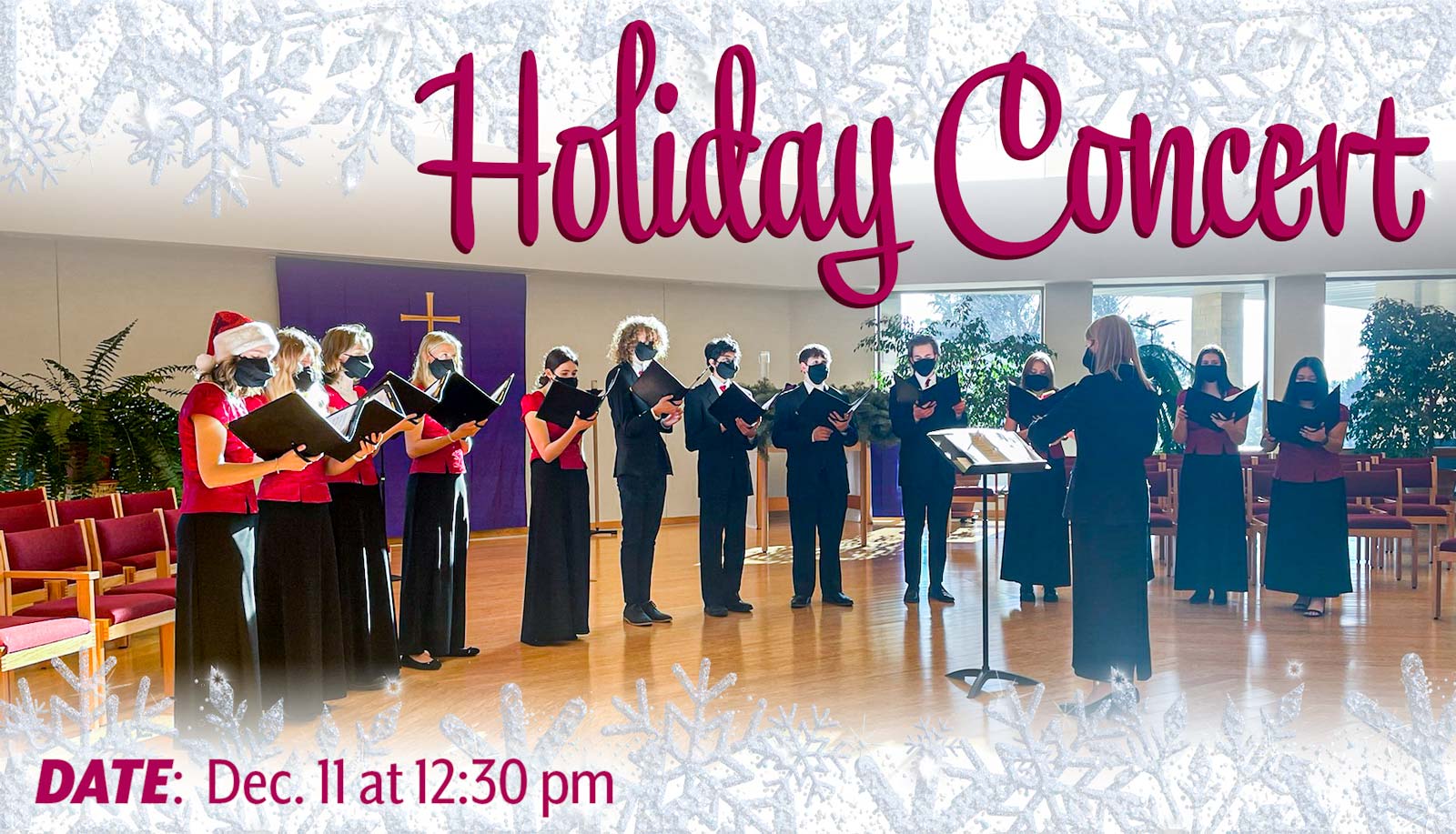 Middleton High School Chamber Choir singing during Sunday worship